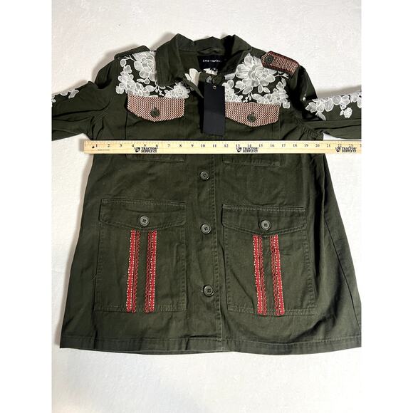 NWT Driftwood Womens Embroidered Military Jacket Green Size Medium - Picture 13 of 14